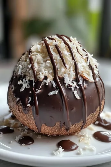 Coconut Dome with Chocolate taken with iphone 15 pro max --iw 2 --ar 4:5 --v 6.1 --raw