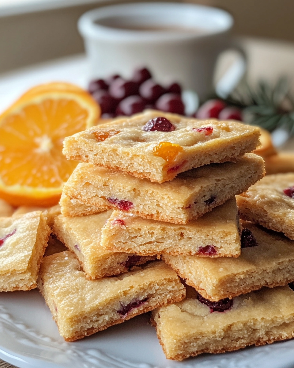 Key ingredients for cranberry orange shortbread cookies including butter and fresh cranberries
