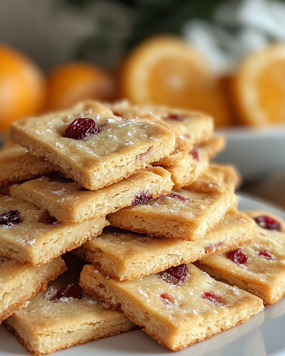 Plated cranberry orange shortbread cookies ready to enjoy