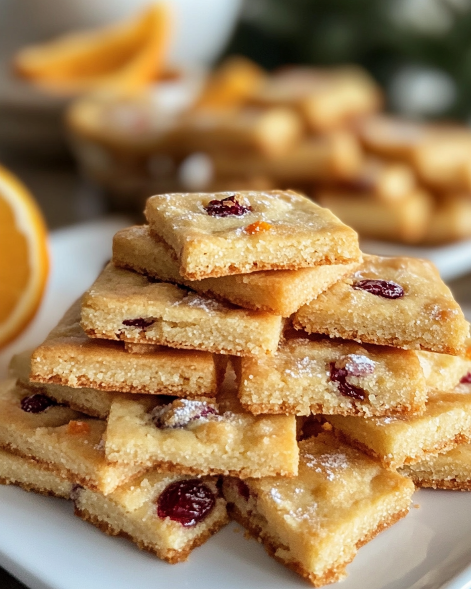 Freshly baked cranberry orange shortbread cookies with buttery texture