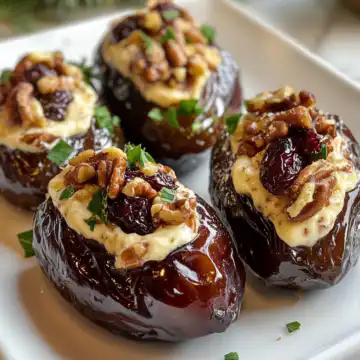 Cranberry Pecan Cream Cheese Stuffed Dates taken with iphone 15 pro max --iw 2 --ar 4:5 --v 6.1 --raw