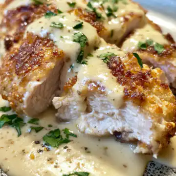 Creamy Chicken Cordon Bleu taken with iphone 15 pro max --iw 2 --ar 4:5 --v 6.1 --raw