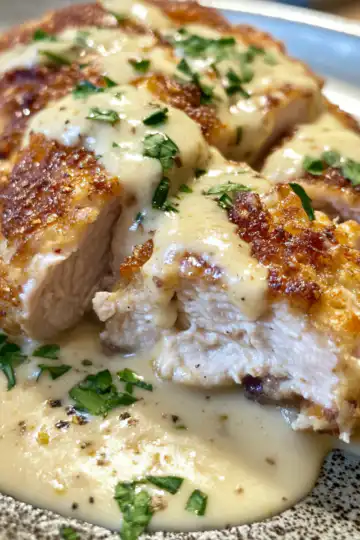 Creamy Chicken Cordon Bleu taken with iphone 15 pro max --iw 2 --ar 4:5 --v 6.1 --raw