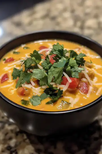 Creamy Chicken Enchilada Soup taken with iphone 15 pro max --iw 2 --ar 4:5 --v 6.1 --raw