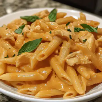 Creamy Chicken Penne Alla Vodka Recipe taken with iphone 15 pro max --iw 2 --ar 4:5 --v 6.1 --raw