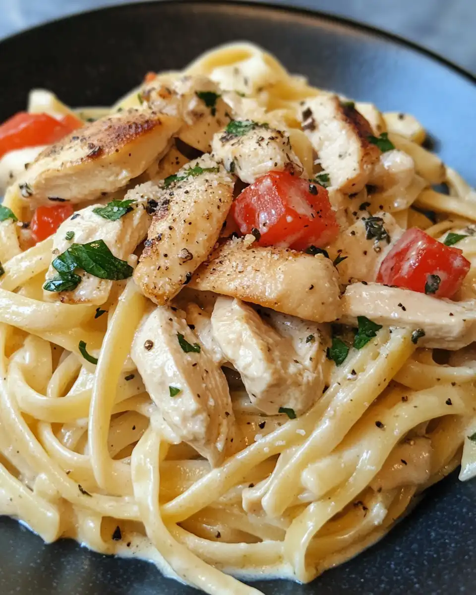 Ingredients and seasoning for creamy Italian chicken pasta