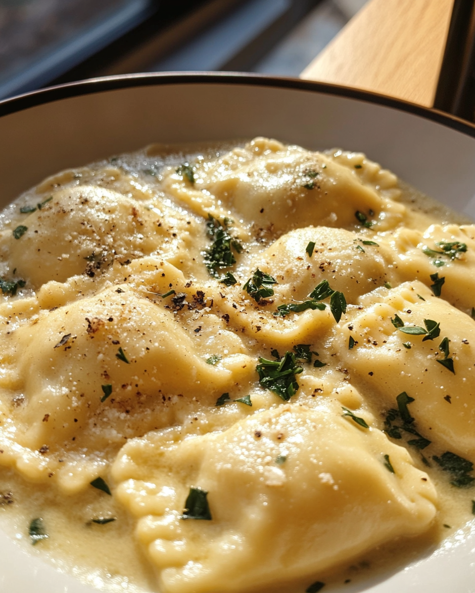 Ingredients laid out for creamy ravioli sauce