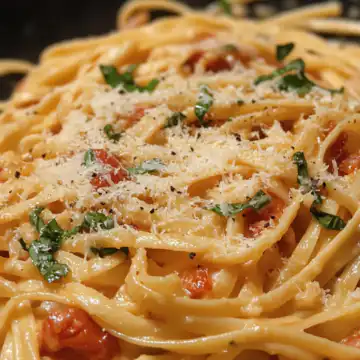 Creamy Tuscan Slow Roasted Tomato Pasta taken with iphone 15 pro max --iw 2 --ar 4:5 --v 6.1 --raw
