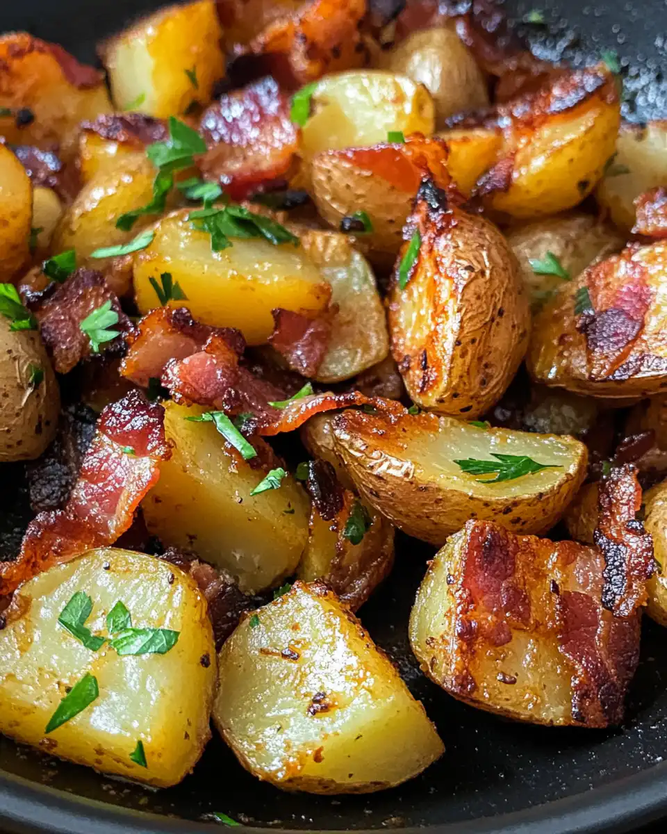 Ingredients for crispy bacon honey roasted potatoes laid out on kitchen counter