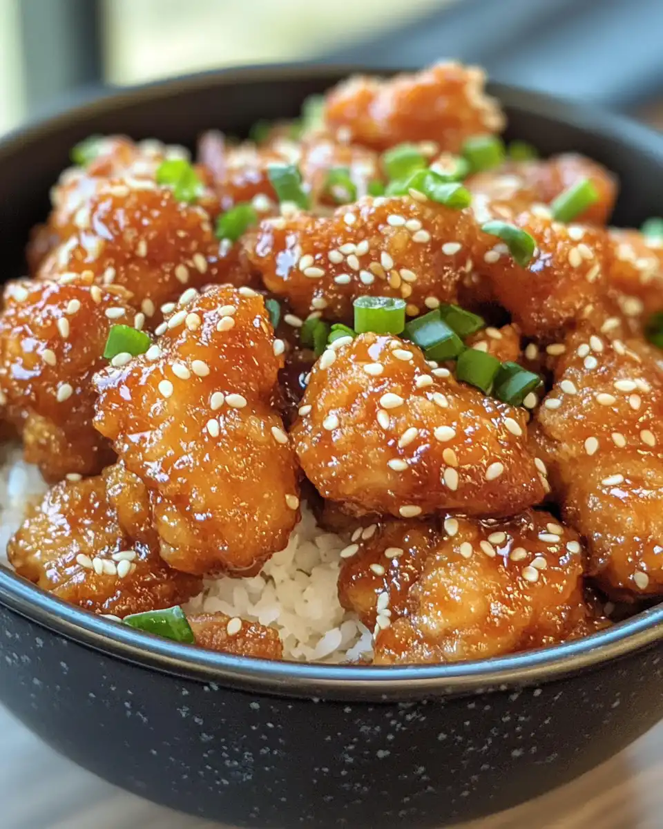 Ingredients and cooking process for sesame chicken in a frying pan