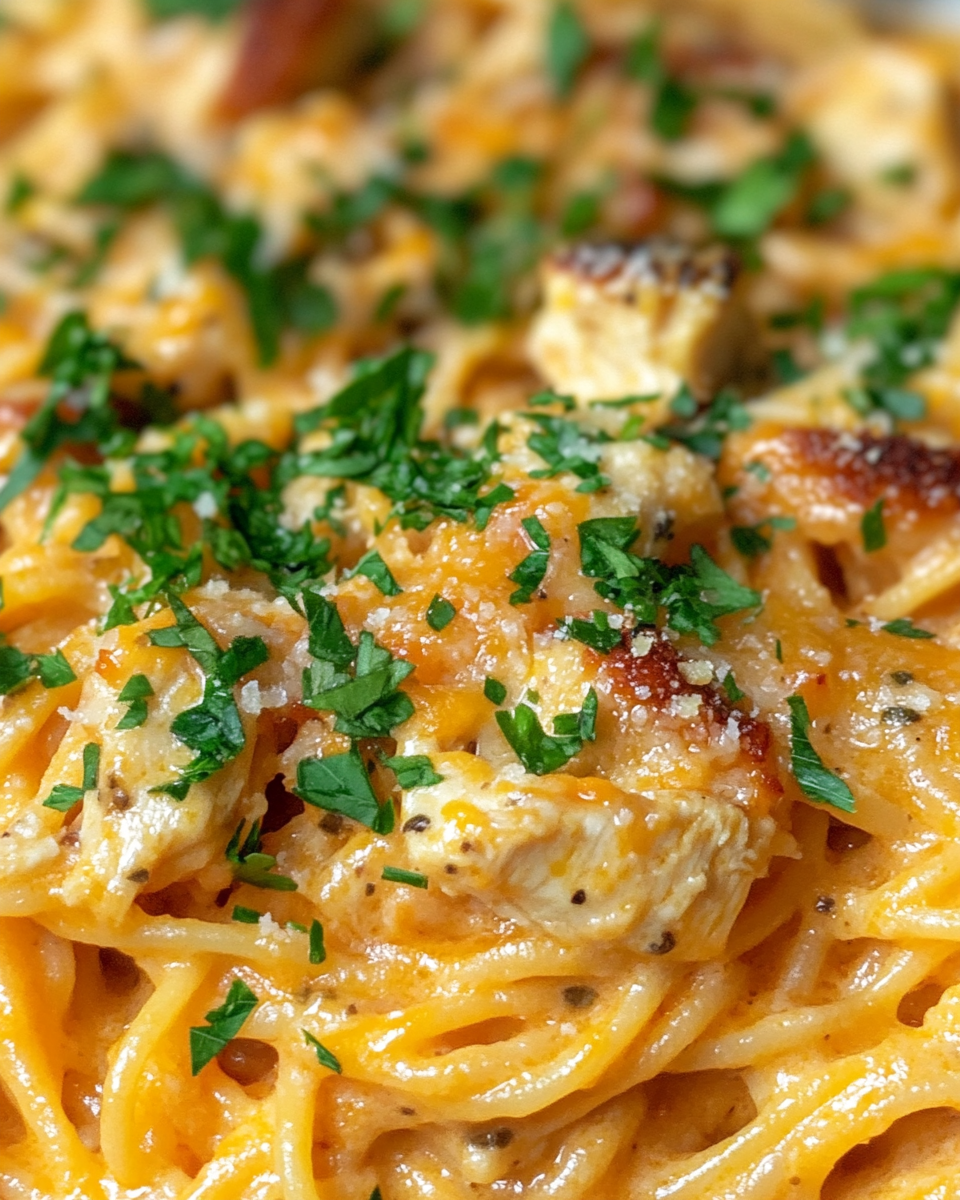 Pressure cooker with cheesy chicken spaghetti steaming