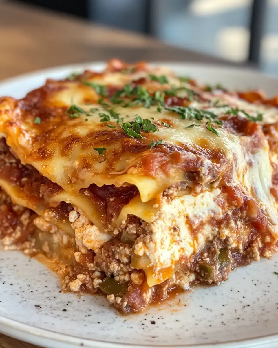 Ingredients layered in slow cooker for ravioli lasagna preparation