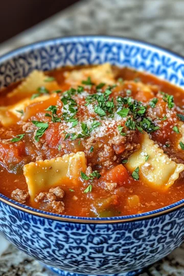 Dutch Oven Ravioli Soup taken with iphone 15 pro max --iw 2 --ar 4:5 --v 6.1 --raw