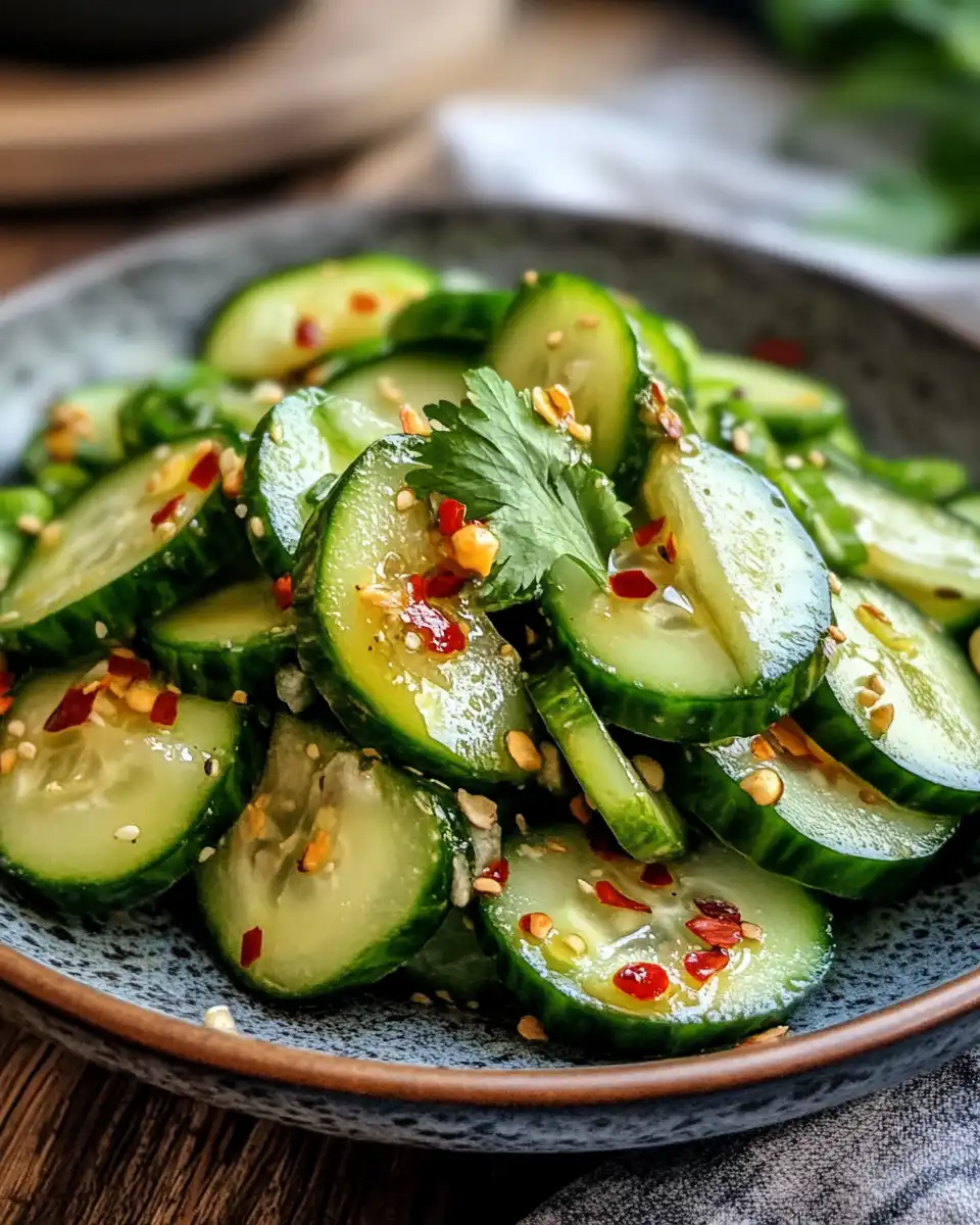 Ingredients for Asian cucumber salad including scallions, garlic, soy sauce