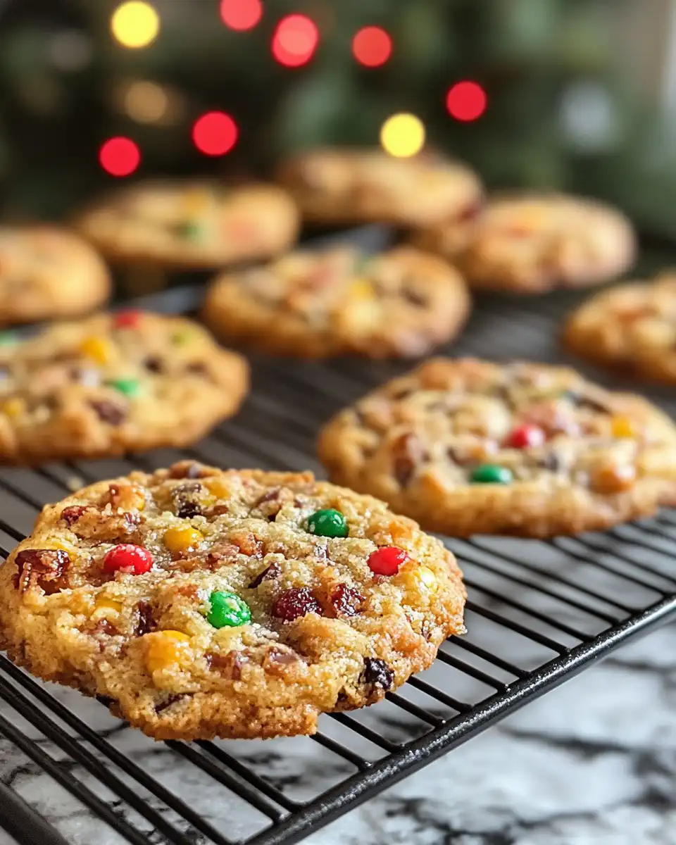 Freshly baked fruitcake cookies on cooling rack ready to enjoy