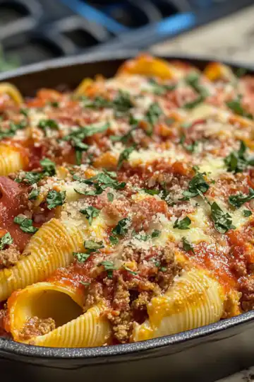 Easy Christmas Stuffed Shells Recipe taken with iphone 15 pro max --iw 2 --ar 4:5 --v 6.1 --raw