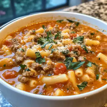 Easy Creamy Parmesan Italian Sausage Ditalini Soup taken with iphone 15 pro max --iw 2 --ar 4:5 --v 6.1 --raw