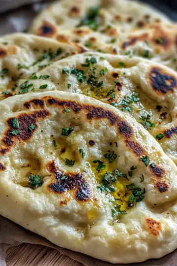 Easy Garlic Naan taken with iphone 15 pro max --iw 2 --ar 4:5 --v 6.1 --raw
