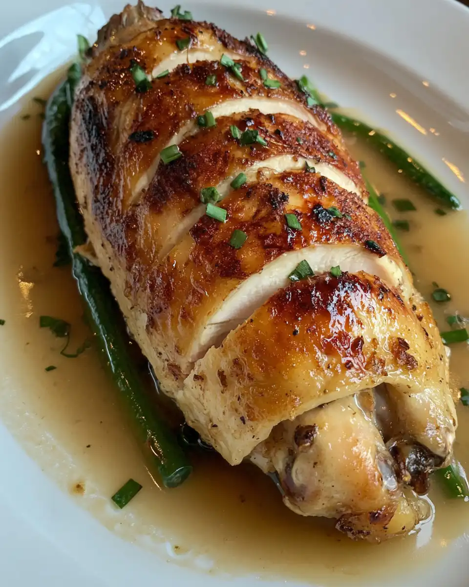 Juicy sliced stuffed chicken with cheesy filling on a serving plate