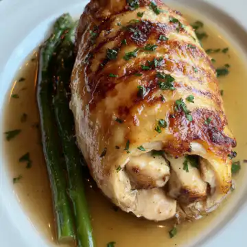 Easy Gourmet Ruth's Chris Stuffed Chicken taken with iphone 15 pro max --iw 2 --ar 4:5 --v 6.1 --raw