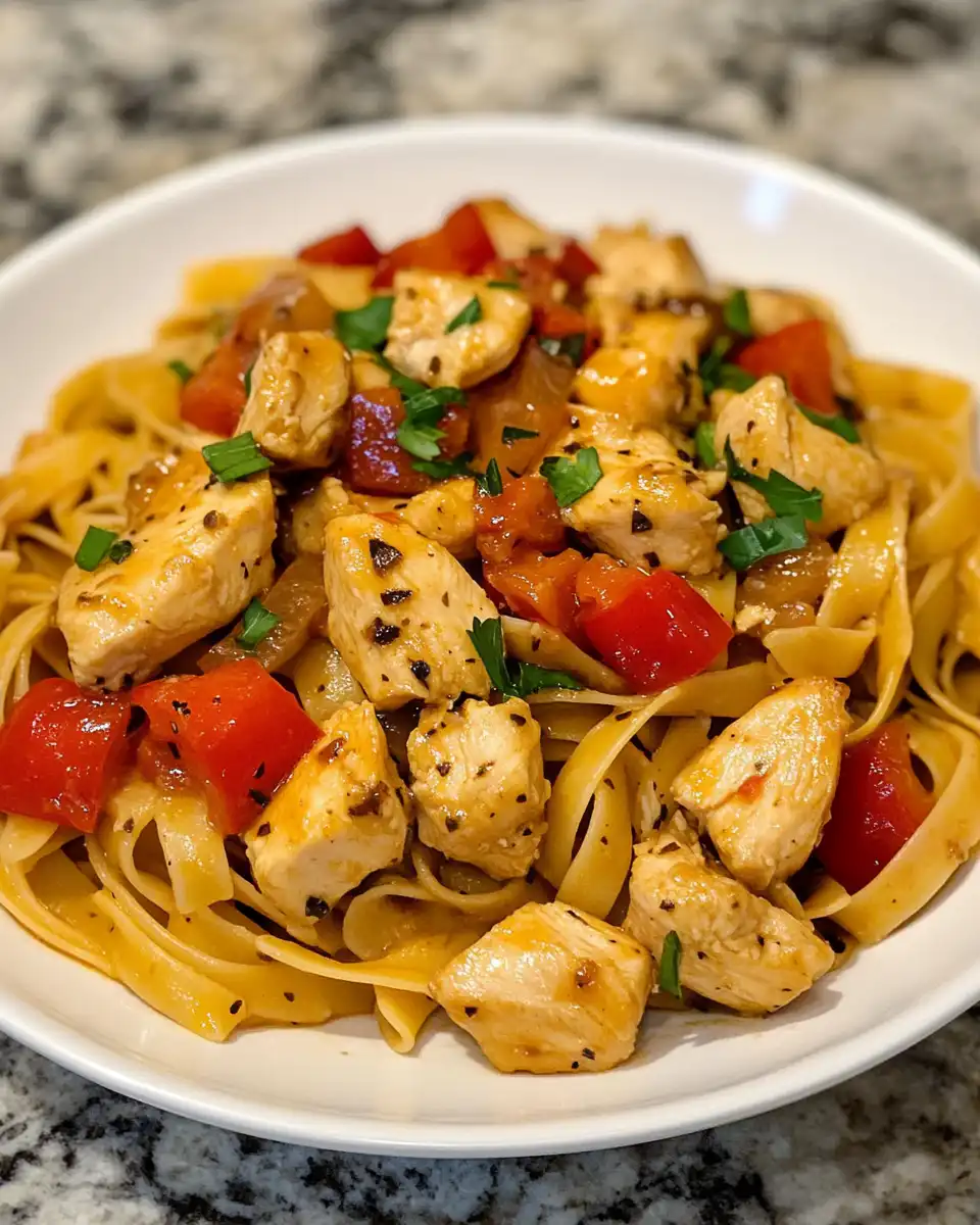 Honey pepper chicken pasta simmering in the pressure cooker with steam cues