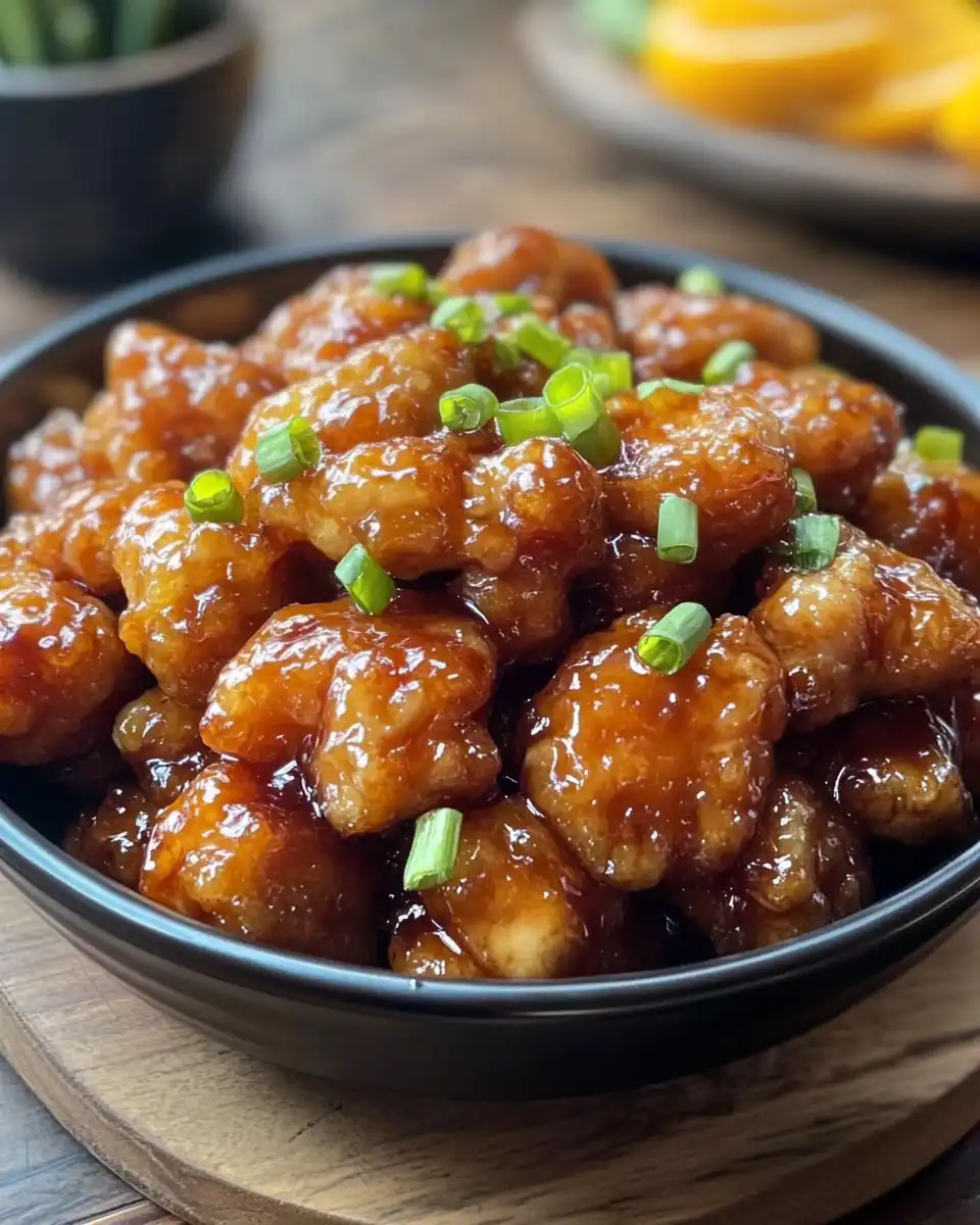 Easy orange chicken cooking in pressure cooker with orange glaze