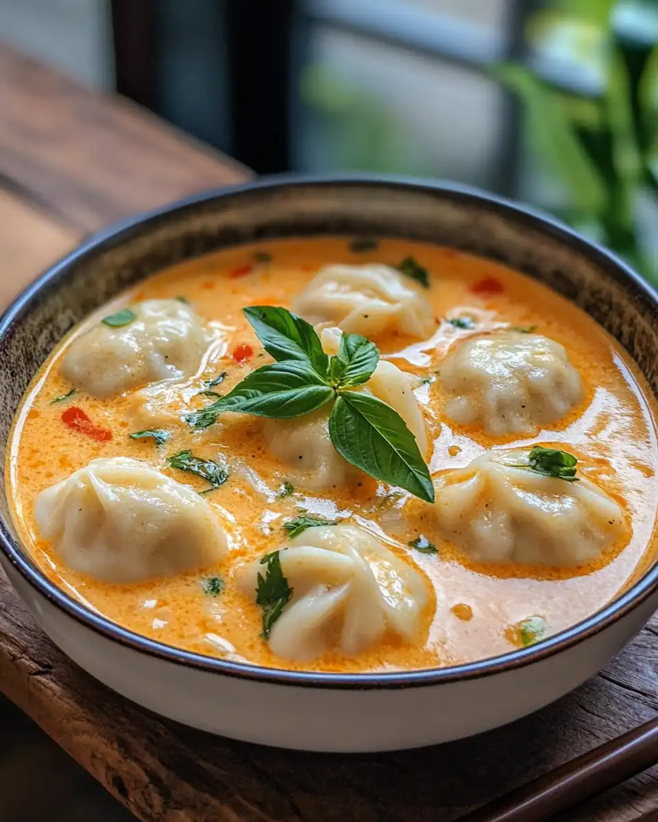 Steaming Thai Coconut Curry Dumpling Soup in pressure cooker with float valve