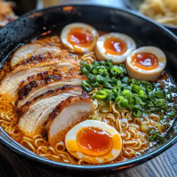 Fiery Chicken Ramen A Comforting Noodle Bowl taken with iphone 15 pro max --iw 2 --ar 4:5 --v 6.1 --raw