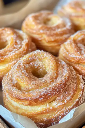 Flaky Cruffins With Sweet Cinnamon Sugar Filling taken with iphone 15 pro max --iw 2 --ar 4:5 --v 6.1 --raw