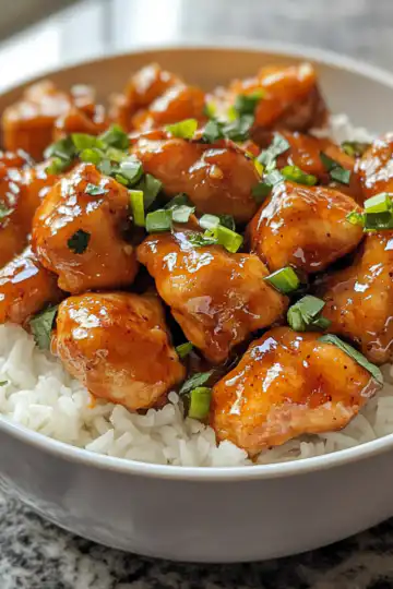 Food Court Bourbon Chicken Copycat Recipe taken with iphone 15 pro max --iw 2 --ar 4:5 --v 6.1 --raw