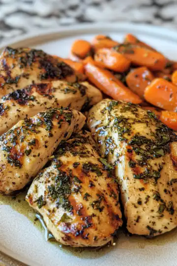 Garlic Herb Chicken Carrot Plate taken with iphone 15 pro max --iw 2 --ar 4:5 --v 6.1 --raw