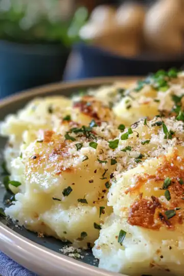 Garlic Parmesan Smashed Potatoes taken with iphone 15 pro max --iw 2 --ar 4:5 --v 6.1 --raw