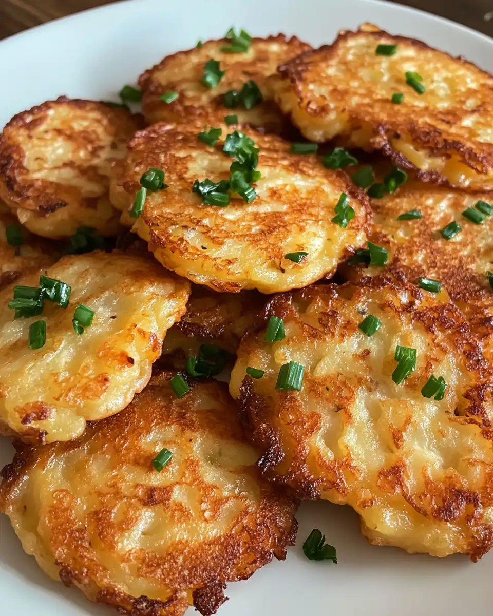 Golden German Kartoffelpuffer potato pancakes fresh from the skillet