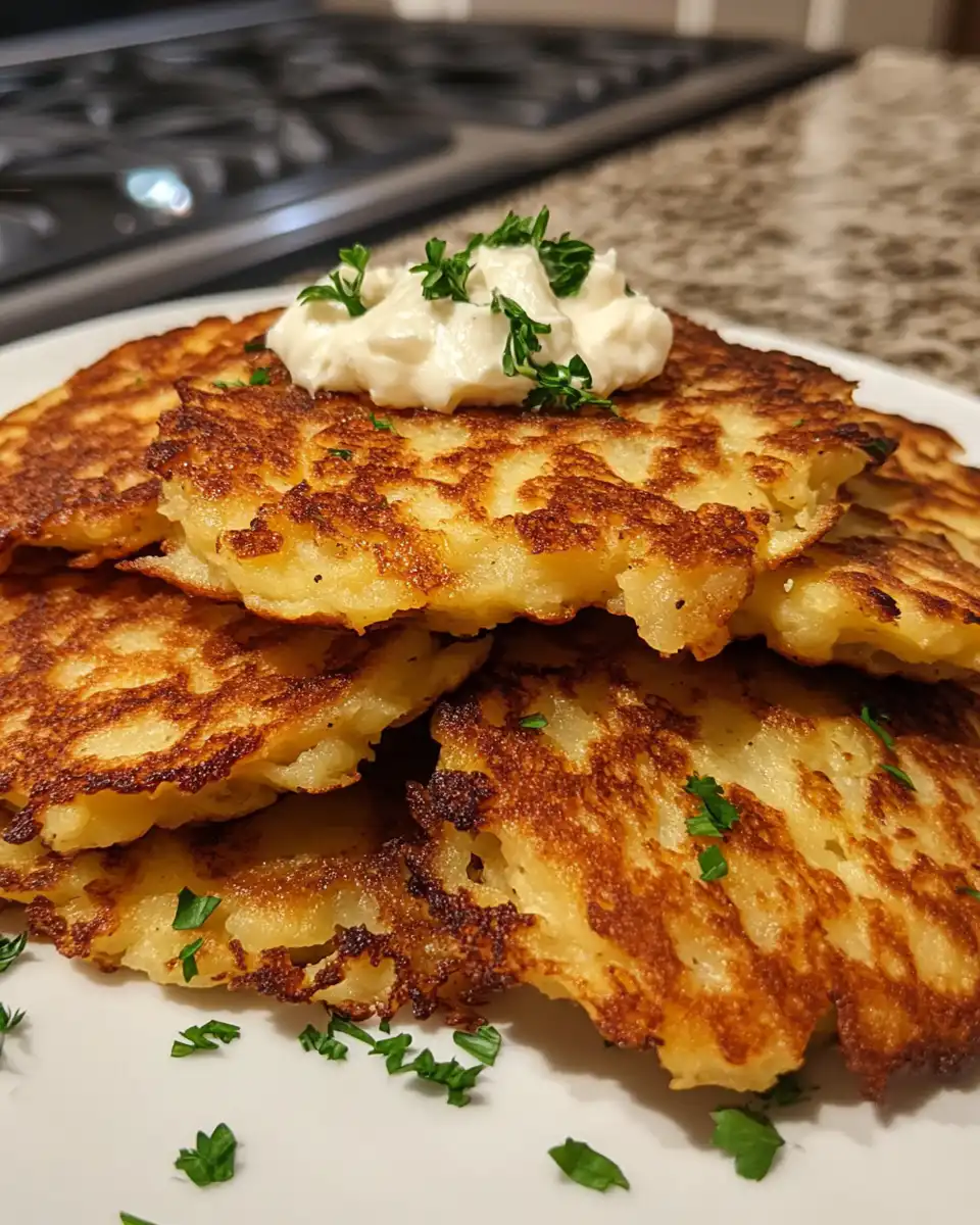 Ingredients for Kartoffelpuffer including potatoes, onions, flour and chives