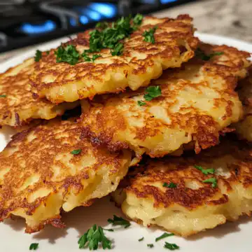 German Potato Pancakes taken with iphone 15 pro max --iw 2 --ar 4:5 --v 6.1 --raw