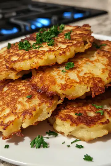 German Potato Pancakes taken with iphone 15 pro max --iw 2 --ar 4:5 --v 6.1 --raw