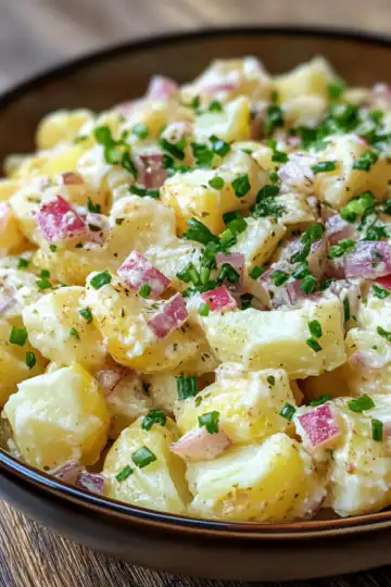 German Potato Salad taken with iphone 15 pro max --iw 2 --ar 4:5 --v 6.1 --raw