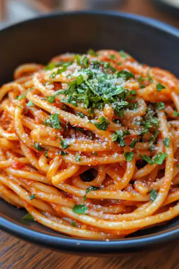 Gochujang Pasta taken with iphone 15 pro max --iw 2 --ar 4:5 --v 6.1 --raw
