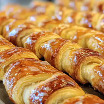 Golden Flaky Berry Puff Pastry Twists with Sweet Glaze taken with iphone 15 pro max --iw 2 --ar 4:5 --v 6.1 --raw