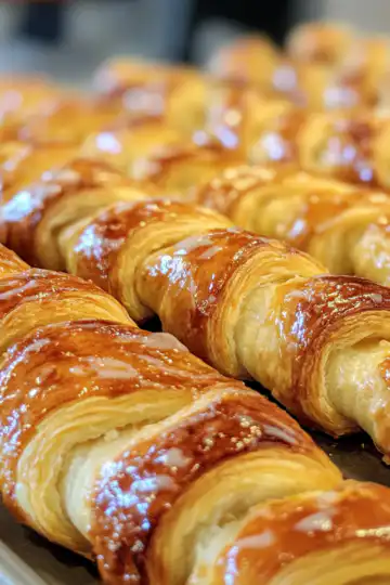 Golden Flaky Berry Puff Pastry Twists with Sweet Glaze taken with iphone 15 pro max --iw 2 --ar 4:5 --v 6.1 --raw