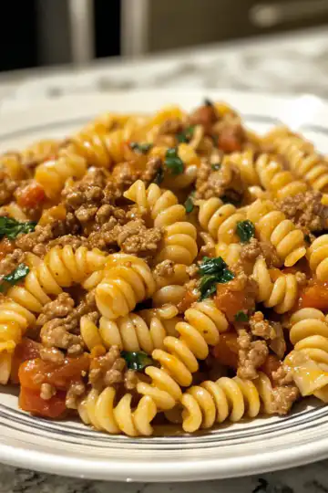 Gordon Ramsay Ground Turkey Pasta taken with iphone 15 pro max --iw 2 --ar 4:5 --v 6.1 --raw