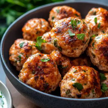 Greek Chicken Meatballs With Tzatziki Sauce taken with iphone 15 pro max --iw 2 --ar 4:5 --v 6.1 --raw