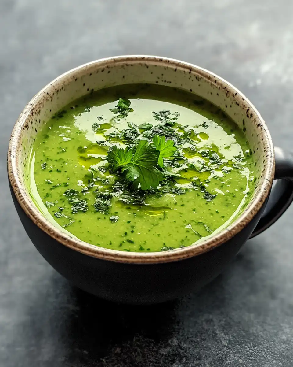 Creamy green goddess herb soup served in a bowl with toasted sunflower seed garnish