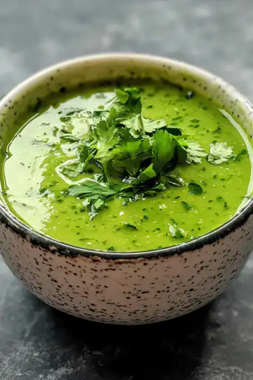 Green Goddess Herb Soup taken with iphone 15 pro max --iw 2 --ar 4:5 --v 6.1 --raw