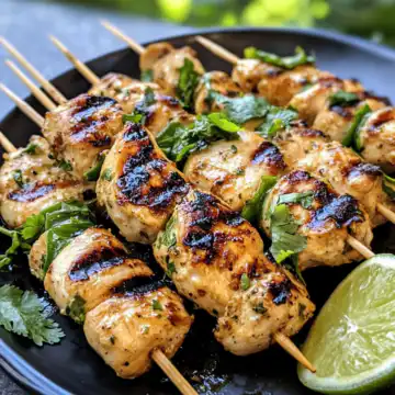Grilled Thai Coconut Chicken Skewers taken with iphone 15 pro max --iw 2 --ar 4:5 --v 6.1 --raw