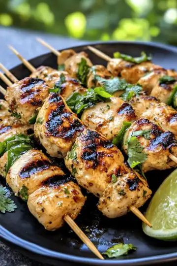 Grilled Thai Coconut Chicken Skewers taken with iphone 15 pro max --iw 2 --ar 4:5 --v 6.1 --raw