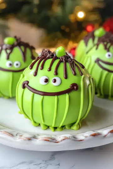Grinch Oreo Truffles taken with iphone 15 pro max --iw 2 --ar 4:5 --v 6.1 --raw
