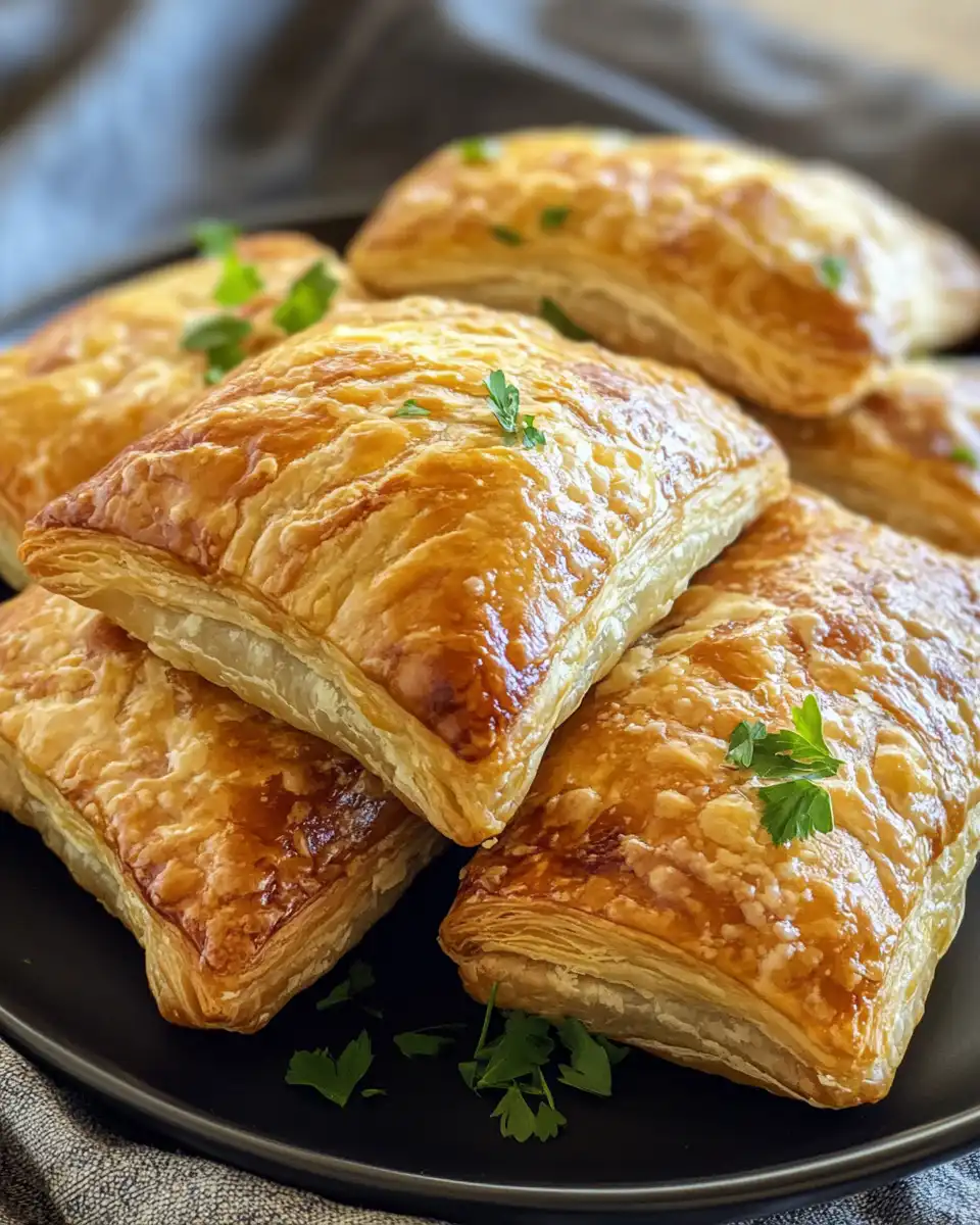 Ingredients for ham and cheese puff pastry pockets laid out