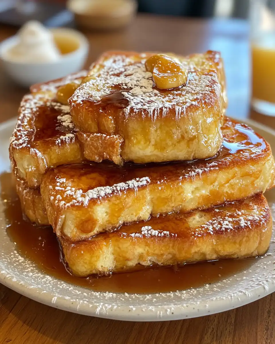 Close up of steaming Hawaiian roll French toast with cinnamon and vanilla aroma