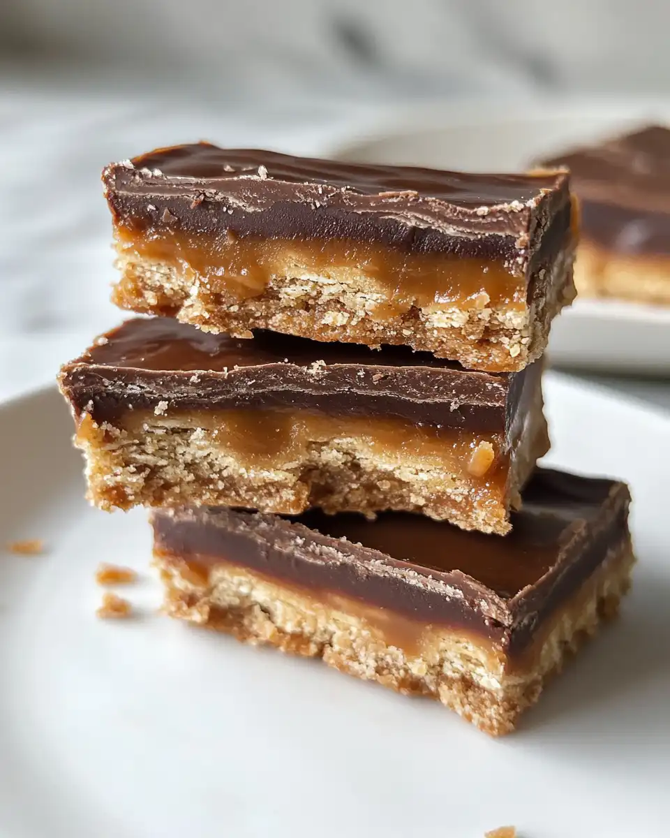 Finished gluten-free Twix bars set and sliced